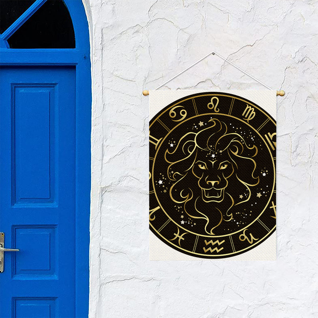 Gold And Black Leo Sign Print Garden Flag