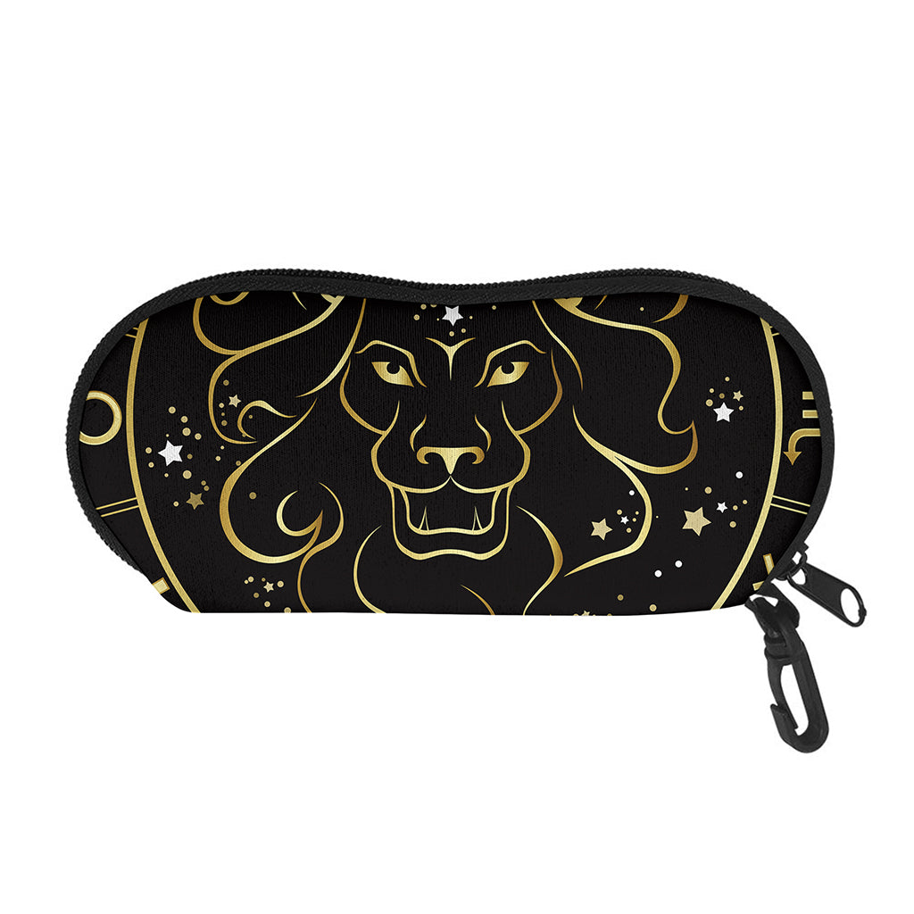 Gold And Black Leo Sign Print Glasses Case