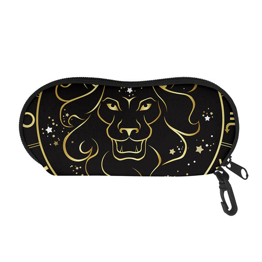 Gold And Black Leo Sign Print Glasses Case