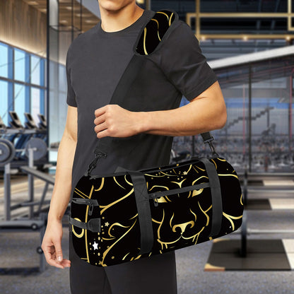 Gold And Black Leo Sign Print Gym Bag