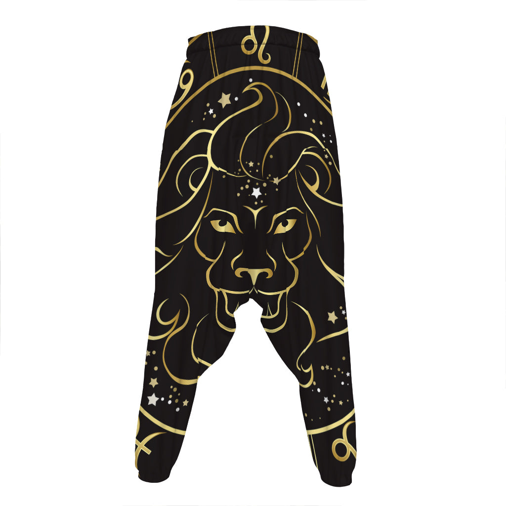 Gold And Black Leo Sign Print Hammer Pants