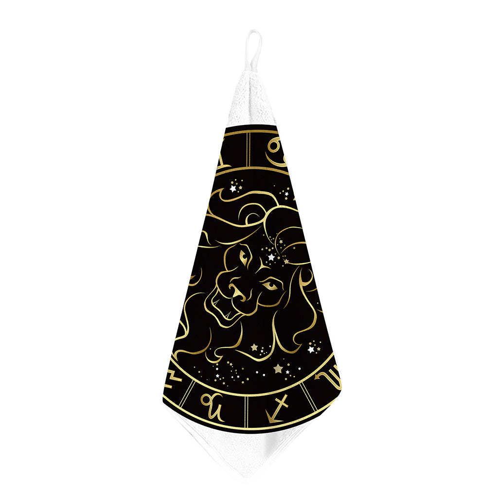 Gold And Black Leo Sign Print Hand Towel