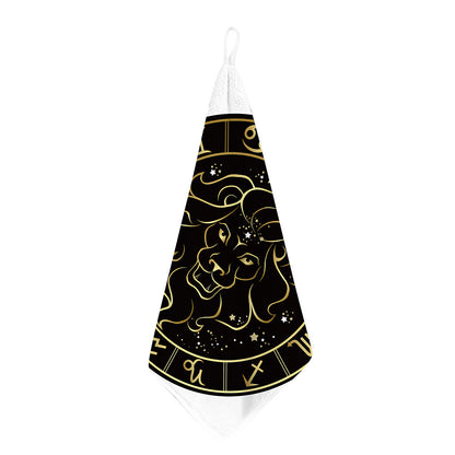 Gold And Black Leo Sign Print Hand Towel