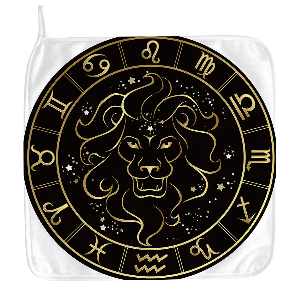 Gold And Black Leo Sign Print Hand Towel