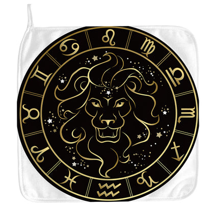 Gold And Black Leo Sign Print Hand Towel