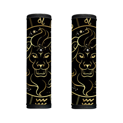 Gold And Black Leo Sign Print Handle Covers