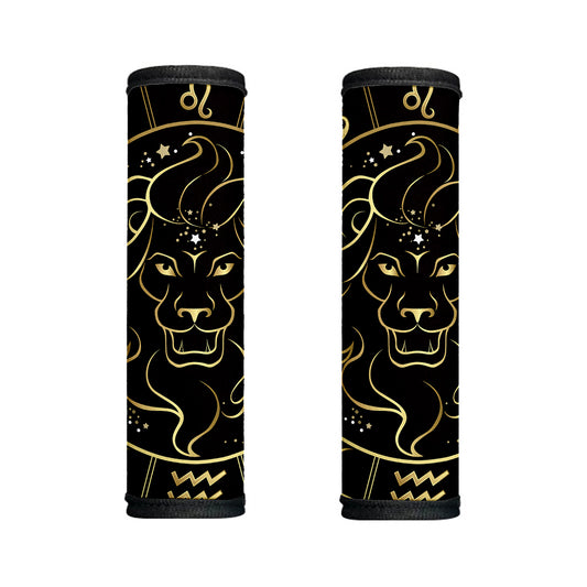 Gold And Black Leo Sign Print Handle Covers