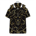 Gold And Black Leo Sign Print Hawaiian Shirt