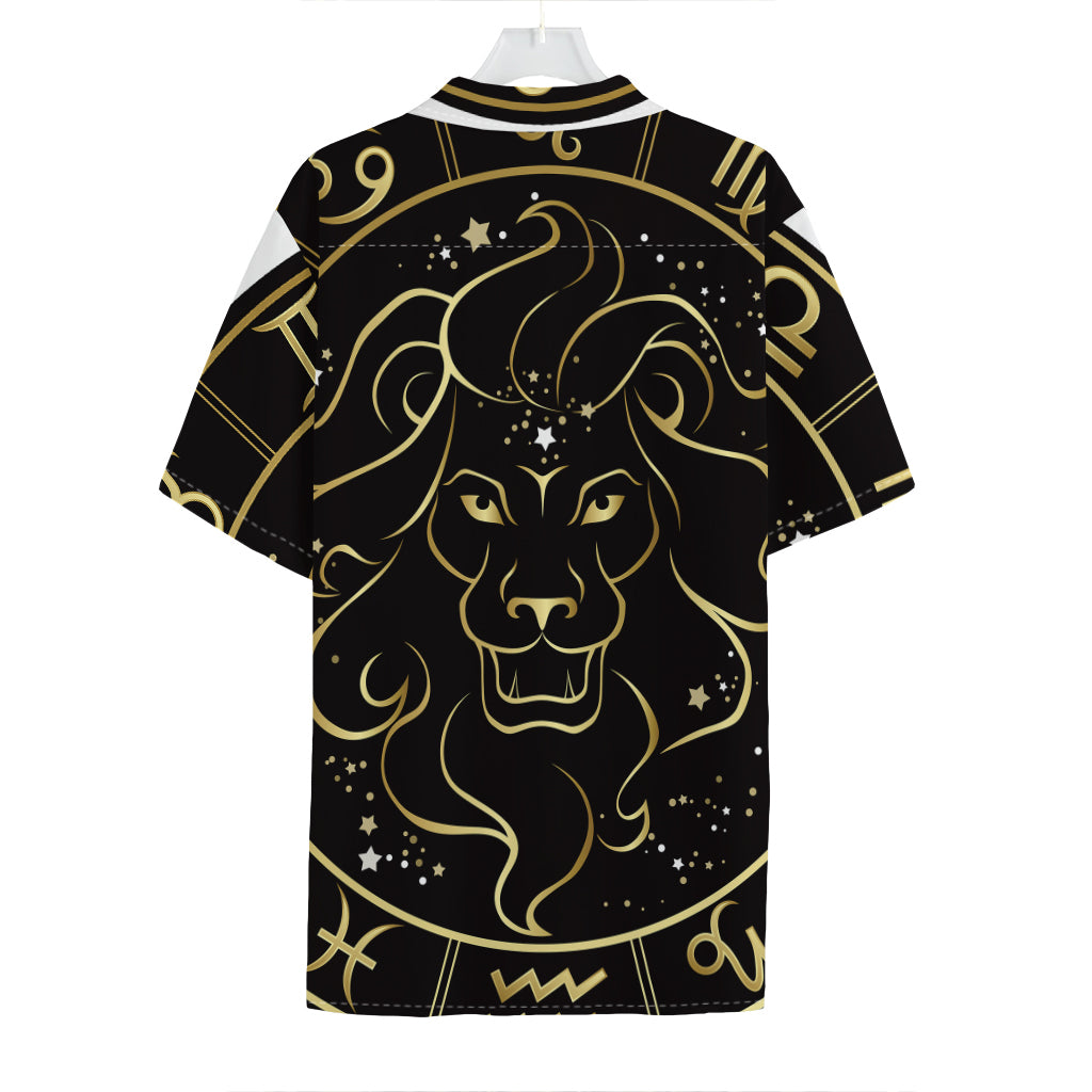 Gold And Black Leo Sign Print Hawaiian Shirt