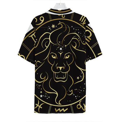 Gold And Black Leo Sign Print Hawaiian Shirt