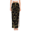 Gold And Black Leo Sign Print High Slit Maxi Skirt