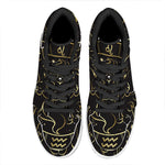 Gold And Black Leo Sign Print High Top Leather Sneakers