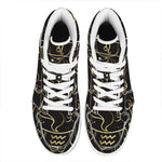 Gold And Black Leo Sign Print High Top Leather Sneakers