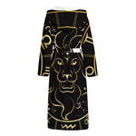 Gold And Black Leo Sign Print Hooded Bathrobe