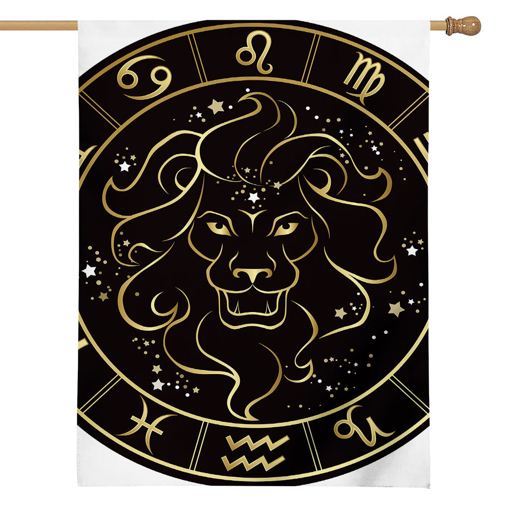 Gold And Black Leo Sign Print House Flag