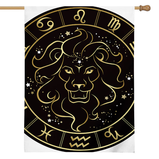 Gold And Black Leo Sign Print House Flag