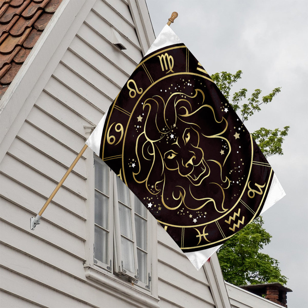 Gold And Black Leo Sign Print House Flag