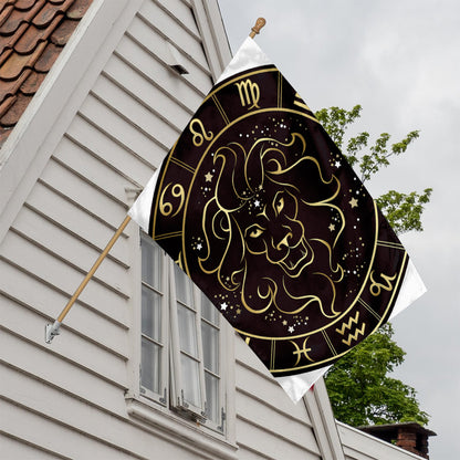 Gold And Black Leo Sign Print House Flag