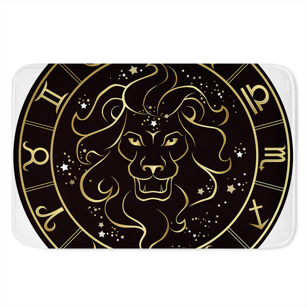 Gold And Black Leo Sign Print Indoor Door Mat