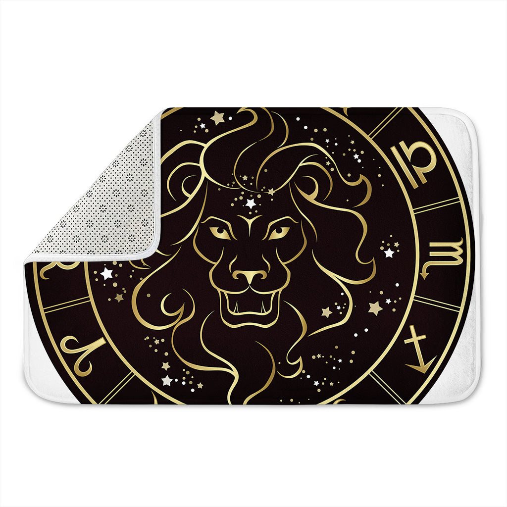 Gold And Black Leo Sign Print Indoor Door Mat