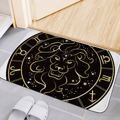 Gold And Black Leo Sign Print Indoor Door Mat