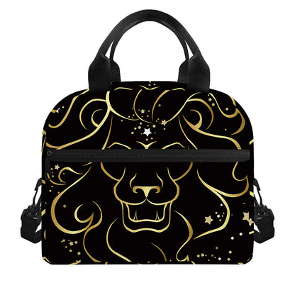 Gold And Black Leo Sign Print Insulated Lunch Bag