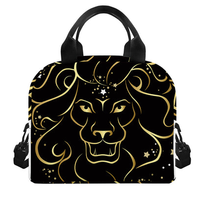 Gold And Black Leo Sign Print Insulated Lunch Bag