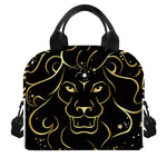 Gold And Black Leo Sign Print Insulated Lunch Bag