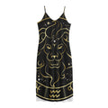 Gold And Black Leo Sign Print Jersey Midi Cami Dress