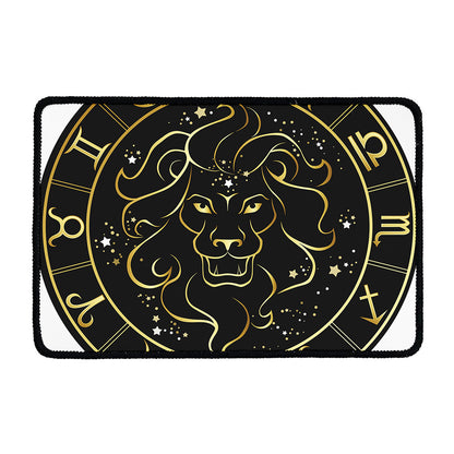 Gold And Black Leo Sign Print Kitchen Mat
