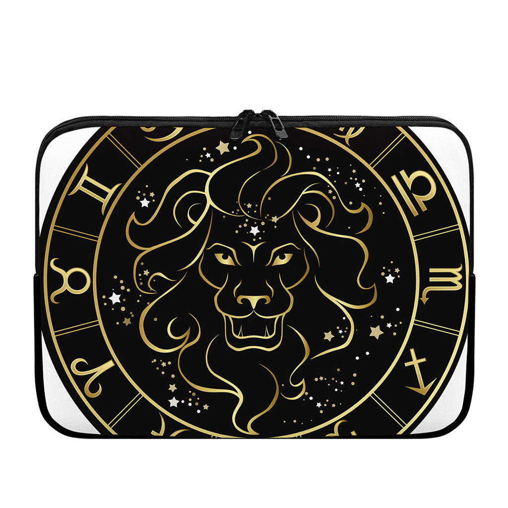 Gold And Black Leo Sign Print Laptop Sleeve