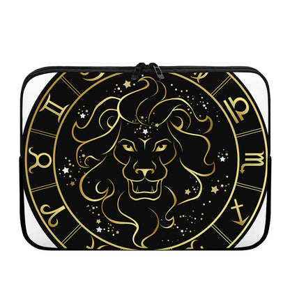 Gold And Black Leo Sign Print Laptop Sleeve