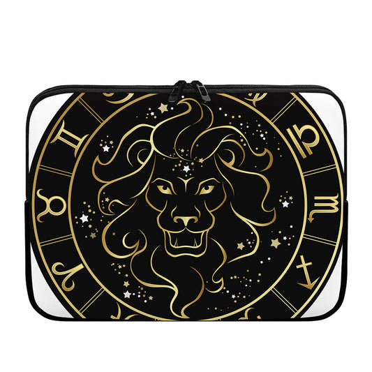 Gold And Black Leo Sign Print Laptop Sleeve