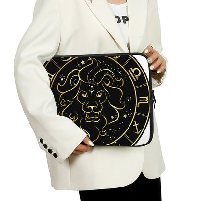 Gold And Black Leo Sign Print Laptop Sleeve