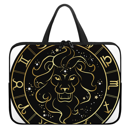 Gold And Black Leo Sign Print Laptop Sleeve With Handle