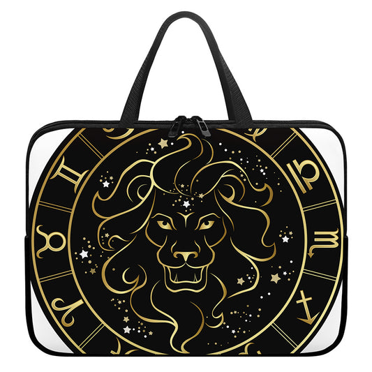 Gold And Black Leo Sign Print Laptop Sleeve With Handle