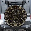 Gold And Black Leo Sign Print Leather Spare Tire Cover