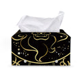 Gold And Black Leo Sign Print Leather Tissue Box Cover