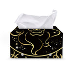 Gold And Black Leo Sign Print Leather Tissue Box Cover