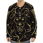 Gold And Black Leo Sign Print Long Sleeve Baseball Jersey