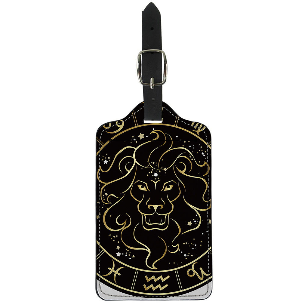 Gold And Black Leo Sign Print Luggage Tag