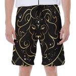 Gold And Black Leo Sign Print Men's Beach Shorts