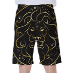 Gold And Black Leo Sign Print Men's Beach Shorts