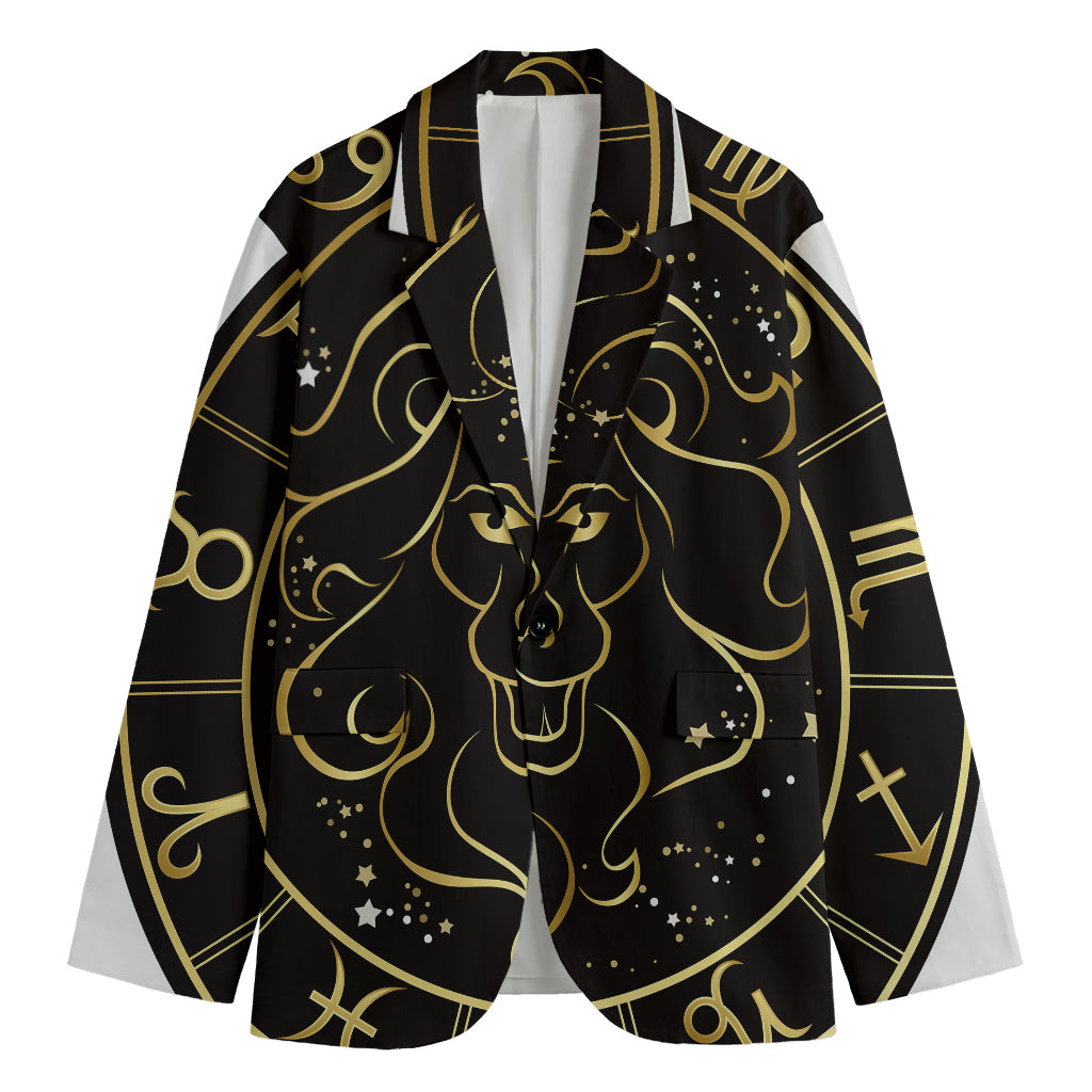 Gold And Black Leo Sign Print Men's Blazer