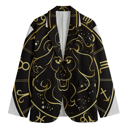 Gold And Black Leo Sign Print Men's Blazer