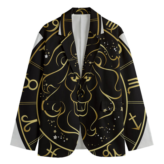 Gold And Black Leo Sign Print Men's Blazer