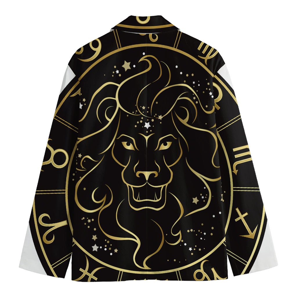 Gold And Black Leo Sign Print Men's Blazer
