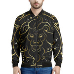 Gold And Black Leo Sign Print Men's Bomber Jacket