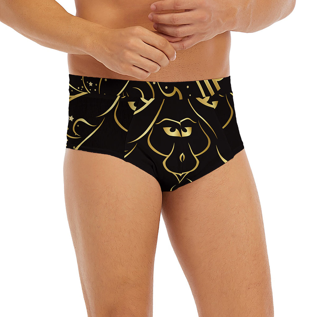 Gold And Black Leo Sign Print Men's Briefs