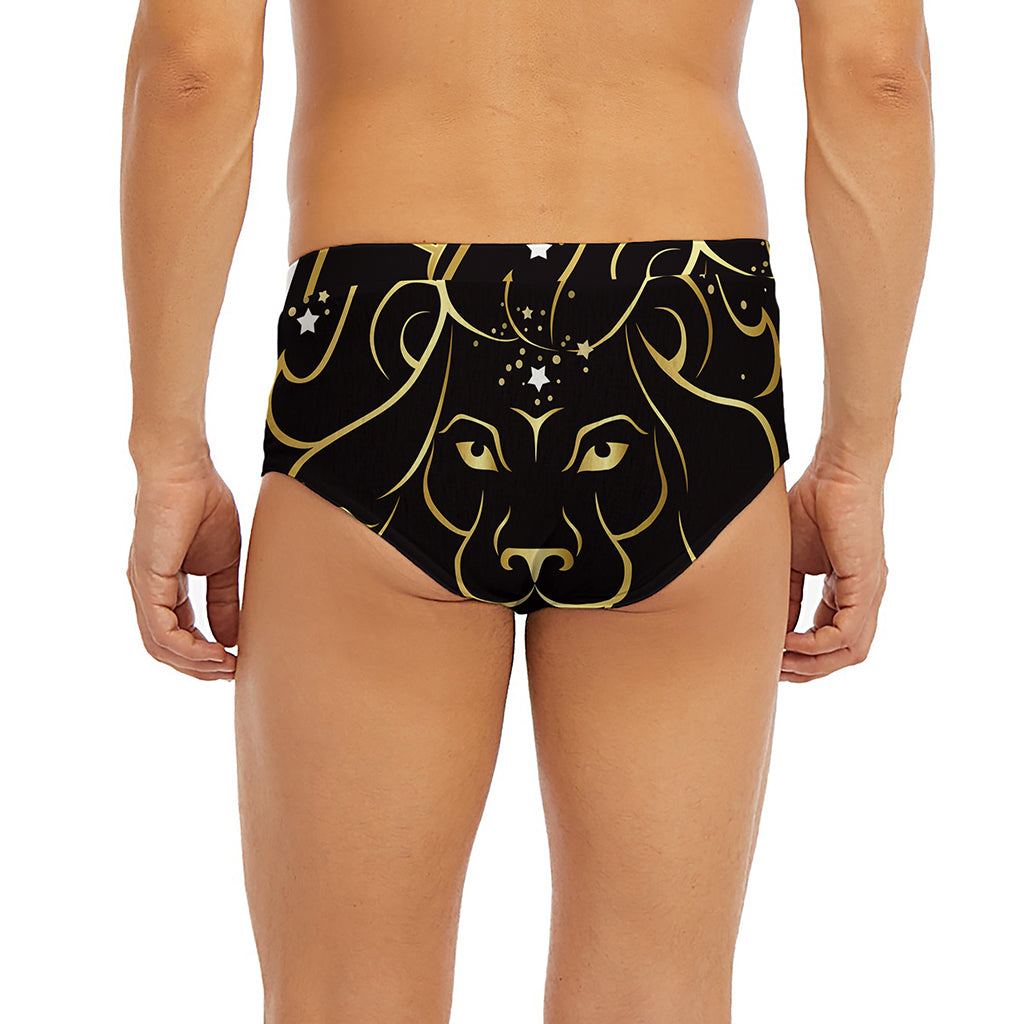 Gold And Black Leo Sign Print Men's Briefs